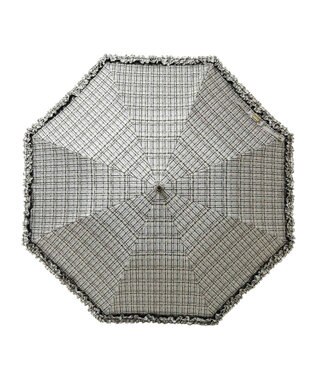 MOONBAT 【晴雨兼用日傘】LANVIN en Bleu (ランバン オン ブルー) 折りたたみ日傘 ドビーフリル 遮光 遮熱 UV ダークグレー（ツイードプリント）