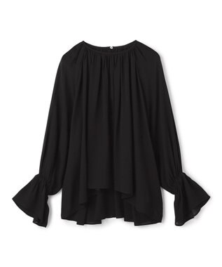 BEIGE， 【洗える】MUSCARI / ソフトシルクキャンディースリーブブラウス Black