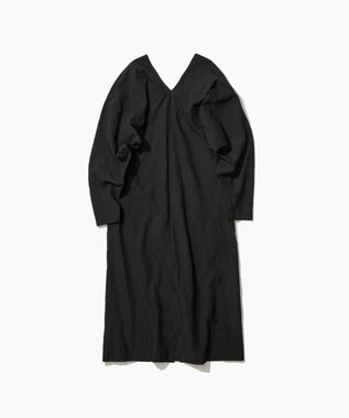 ATON CATCH WASHER COTTON | Vネックドレス BLACK