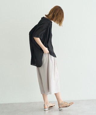 YECCA VECCA 【ドライタッチ】シアーバックギャザーシャツ Black