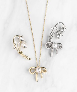 TOCCA RIBBON＆FLOWER BROOCH NECKLACE 2セット ブローチネックレス