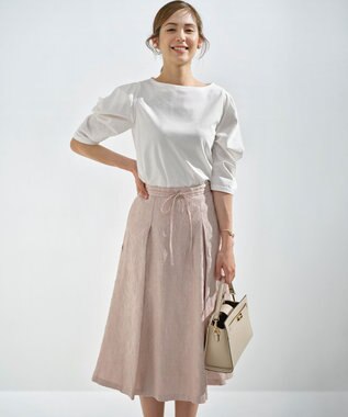 組曲 S 【WEB限定】エアリーフラワージャガード フレアスカート ピンクグレージュ系