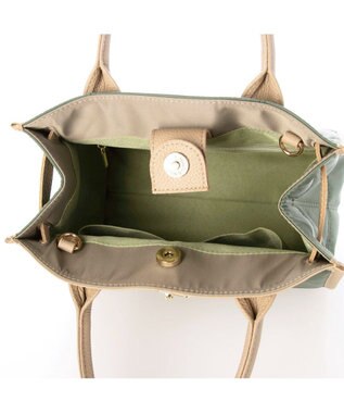 UNBILLION ペルケ perche / ナイロンキルト×クロコ型押し牛革2wayトートバッグS グリーン