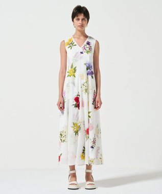 GRACE CONTINENTAL ボタニカルレイヤードワンピース ホワイト