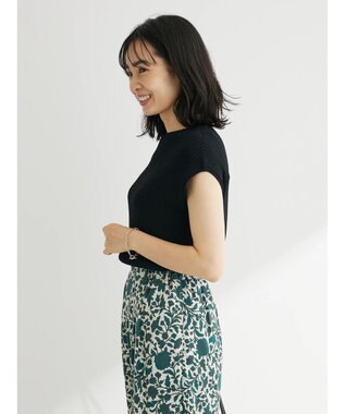 Green Parks ・Ｐｅｔｉｔ　Ｆｌｅｕｒ　フレンチスリーブリブニット Black