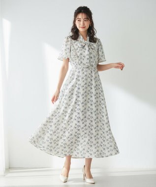 【洗える】フラワープリント クラシカル ワンピース