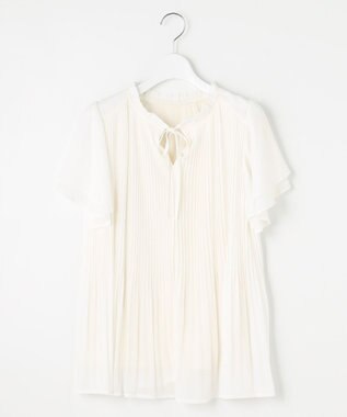 Feroux 【2WAY】シフォンジョーゼットプリーツ ブラウス アイボリー系