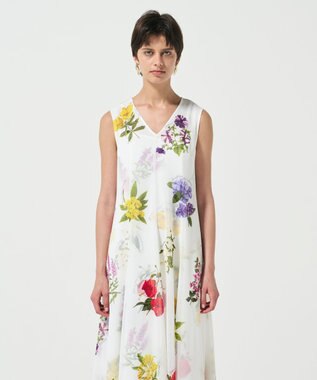 GRACE CONTINENTAL ボタニカルレイヤードワンピース ホワイト