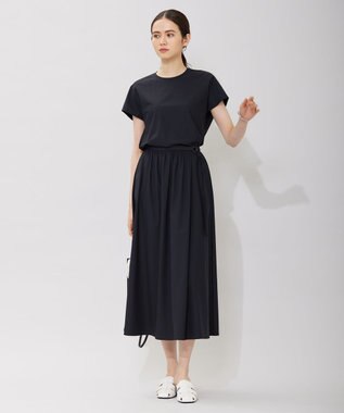 ICB 【接触冷感・UVカット・速乾・洗える】マットスキューバ フレアスカート ブラック系