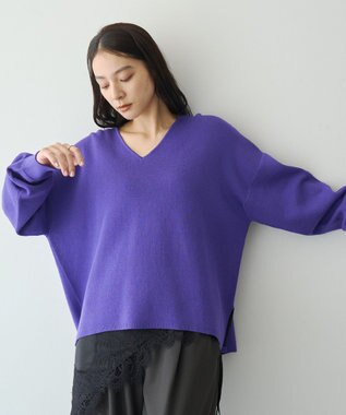 YECCA VECCA Vネック配色デザインニット