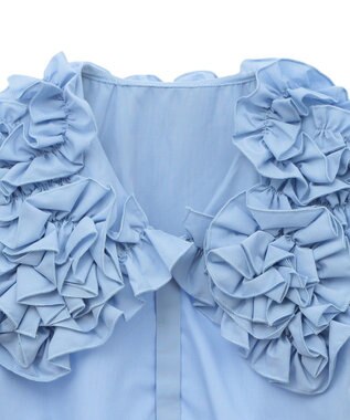 Green Parks フリルビッグカラーブラウス Sax