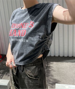 WEGO ヴィンテージウォッシュドロストデザインT スミクロ