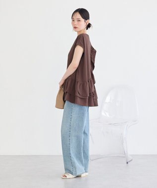 earth music&ecology 【接触冷感】ラッフルヘムプルオーバー Brown