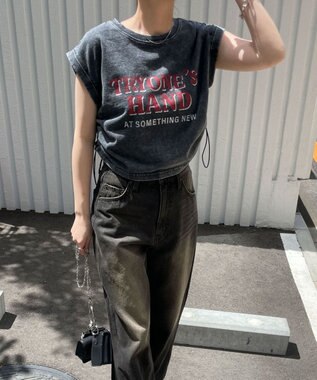 WEGO ヴィンテージウォッシュドロストデザインT スミクロ