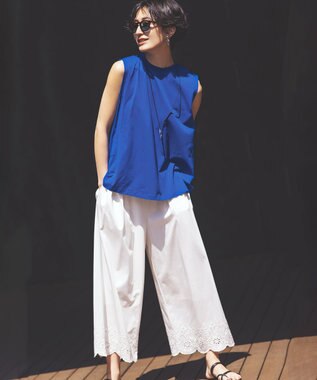 #Newans 【洗える】バックシャンデザインカットソー ブルー系