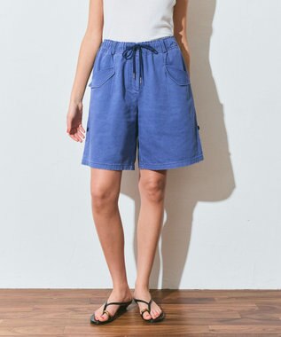 GRACE CONTINENTAL ヘリンボーンツイルハーフパンツ ネイビー