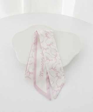 Maison de FLEUR リボンプリントスカーフ Pink