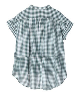AMERICAN HOLIC フレンチスリーブバック切替シャツ Check Green