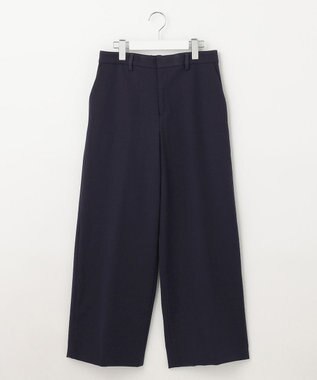 自由区 【裏起毛/撥水加工】TRギャバ ワイドクロップドパンツ ネイビー系