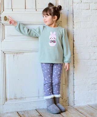 ANY KIDS 裏シャギーミラクルスパンコールトレーナー ミント（雪だるま×ウサギ）