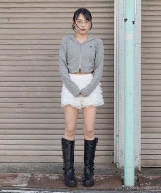 WEGO リブジップパーカー 杢グレー