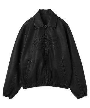 WEGO 【ユニセックス着用ITEM】PUダメージアップリケブルゾン ブラック