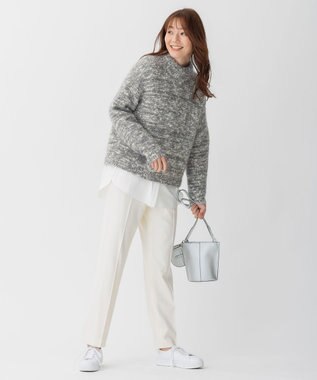 自由区 【洗える】ウォッシャブルハイカウントフラノ ストレートパンツ アイボリー系