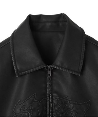 WEGO 【ユニセックス着用ITEM】PUダメージアップリケブルゾン ブラック