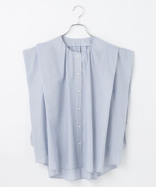 #Newans 【金子綾さんインスタライブご紹介アイテム】マルチストライプノースリーブシャツ ライトブルーストライプ