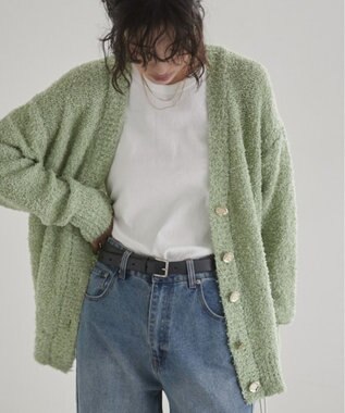 WEGO 【ANGIE VINTAGE】リボンヤーンVネックニットカーディガン グリーンその他