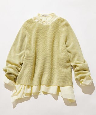 23区 【洗える】シアーコットンシルク ハンカチーフヘム デザイン シャツ ライトイエロー系