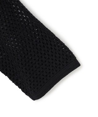 UNFILO L クロシェレースニット ハーフスリーブ プルオーバー ブラック