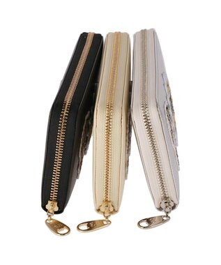 tsumori chisato CARRY ラブワッペン ラウンドファスナー長財布 ベージュ