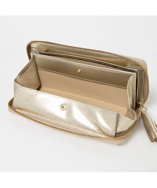 UNBILLION ペルケ perche / ドット型押し・ジャバラカード長財布 ゴールド