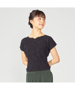 Chacott 【ノーソーイングニット】バレリーナネックコンパクトTシャツ ブラック