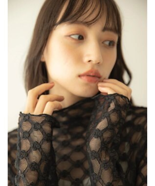 earth music&ecology ハイネックシアーフラワーインナー Black