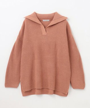 ANY ウールブレンドスキッパーネックニット コーラル