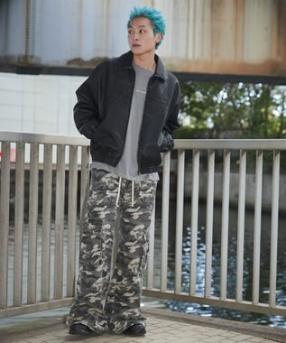 WEGO 【ユニセックス着用ITEM】PUダメージアップリケブルゾン ブラック