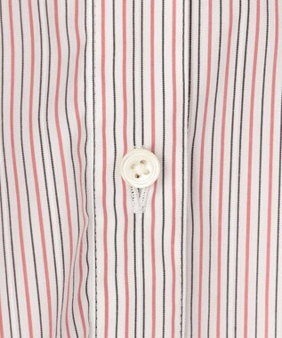 J.PRESS LADIES BEZ ドビーストライプ バンドカラー ブラウス ホワイト×ピンク×スレート系