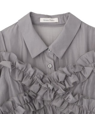 Green Parks 【WEB限定】ＳＥＴ２点フリルビスチェ＋シャツチュニックⅡ Charcoal Gray