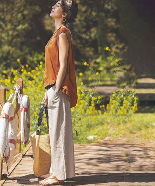 #Newans 【洗える】バックシャンデザインカットソー テラコッタ系