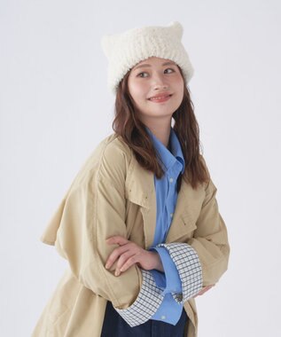 MOONBAT estaa(エスタ) ボリュームヘアリー 猫耳シャロット ニット帽 帽子