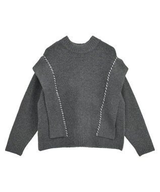 CRAFT STANDARD BOUTIQUE ハンドステッチデザインニットプルオーバー Charcoal Gray