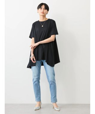 AMERICAN HOLIC キレイｃｏｔｔｏｎ切替ヘムカットチュニック Black