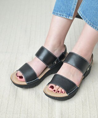 Pointer 本革 超軽量2WAY ツーバンドサンダル ブラック