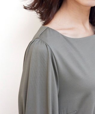 Tiaclasse L 【洗える】大人可愛いバックフレアカットチュニック グレージュ