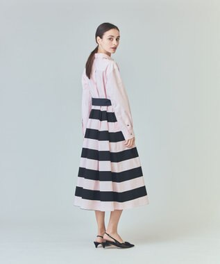 GRACE CONTINENTAL ボーダーコンビシャツワンピース ピンク