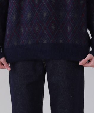 WEGO 【ユニセックス着用ITEM】アーガイルニットポロ ネイビー