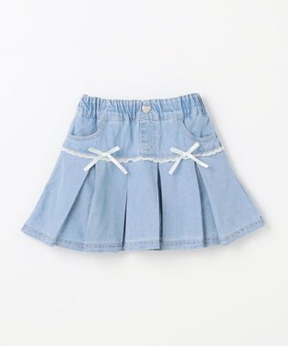 ANY KIDS 【洗濯機可能】プリーツ ミニスカパン デニム