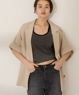 AMERICAN HOLIC テーラード半袖ジャケット Beige